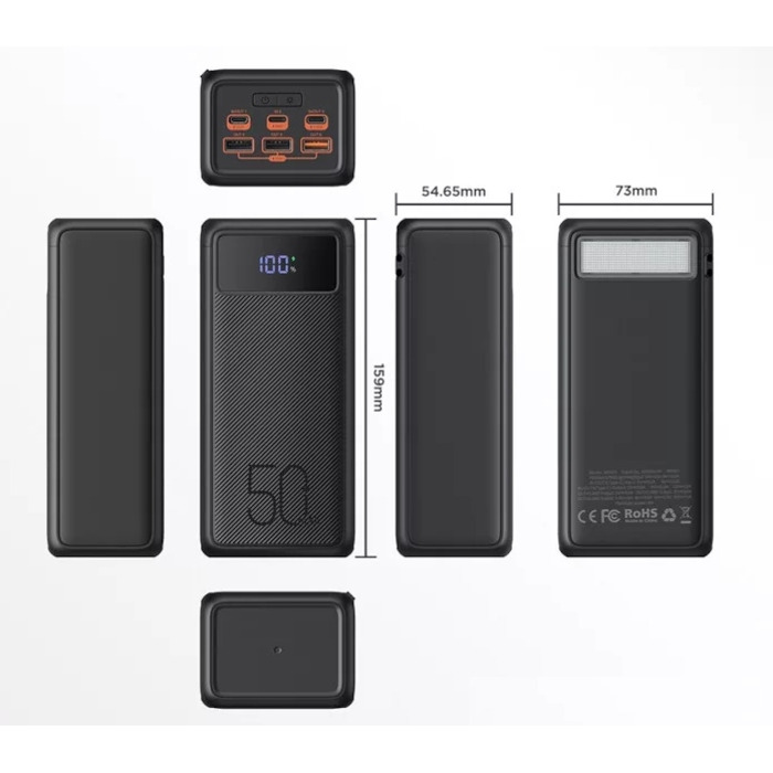 Потужний павербанк Veger Tank Lite (W5001) 50000 mAh, PD QC3.0 5A 22.5W, чорний
