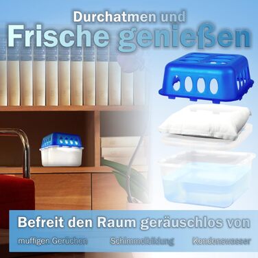 XXL Set: 4 x Dehumidifier Boxes with 20 Refill Packs, Room Dehumidifier, Moisture Stopper with Granule Bags (4 x Box + 20 x Refill Pack 400g)
