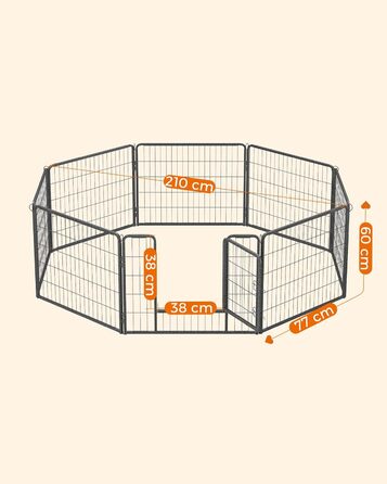 Вольєр для тварин Feandrea Freilaufgegehege, сірий, 77 x 60 см, 8 панелей, для дому та вулиці