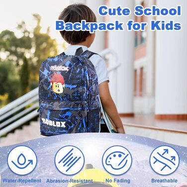 Дитячий рюкзак YumCute Ro-blx з друком, велика місткість, для школи та подорожей, для дітей 10 років, з мультфільмом