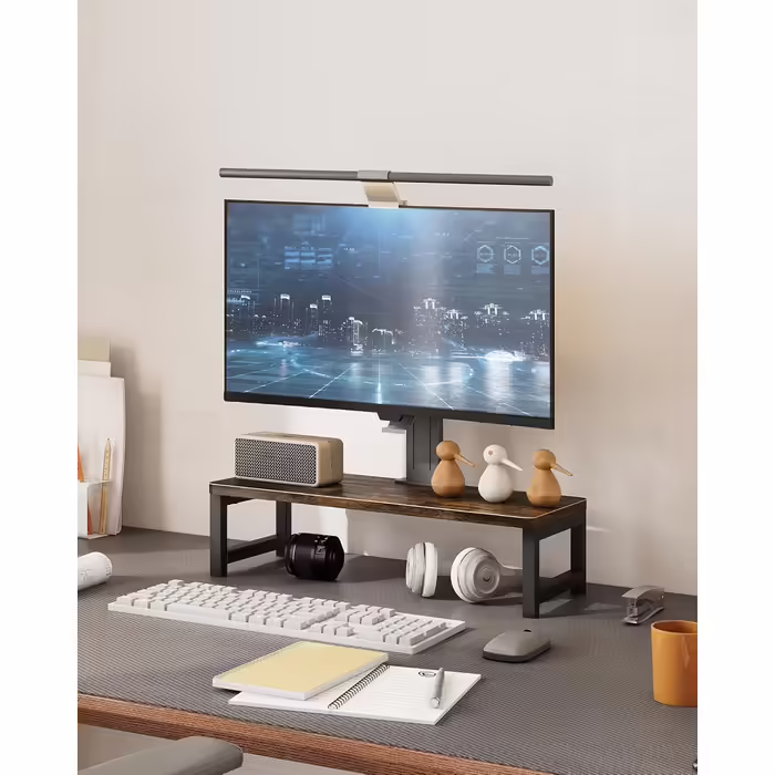 OROPY Vintage Wooden Monitor Stand, Screen Riser, for Laptop, Computer, Notebook, iMac, PC, Desk Organizer with Storage for Home and Office, 55 x 23 x 14cm, Dark Brown