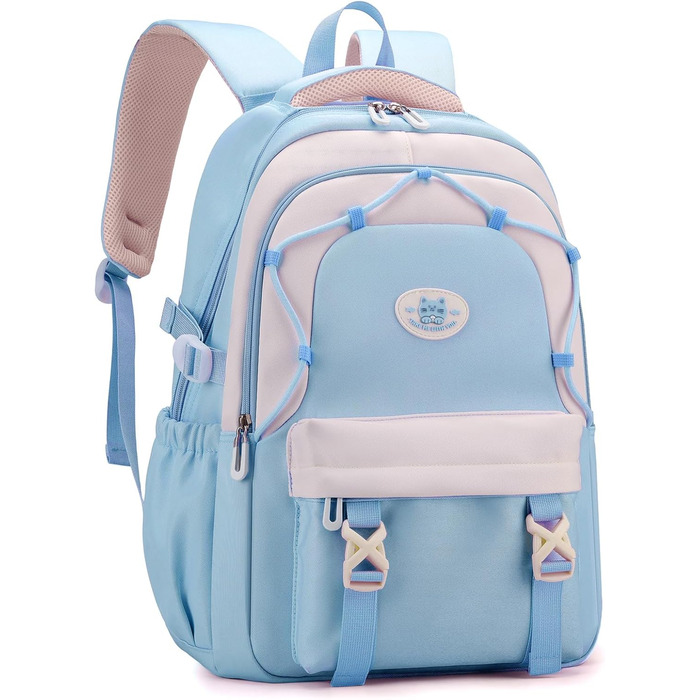 Рюкзак Tanou для школи, дівчаток-підлітків, 30L, нейлон, 3-9 клас, з тролейною петлею та брелоком (блакитний)
