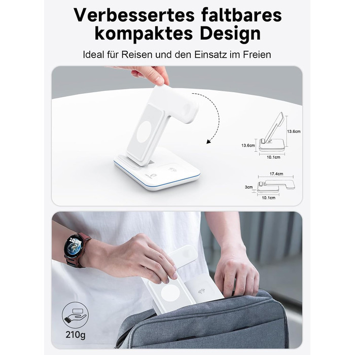 Бездротова зарядка 3-в-1 для Apple iPhone, Apple Watch та AirPods (біла)