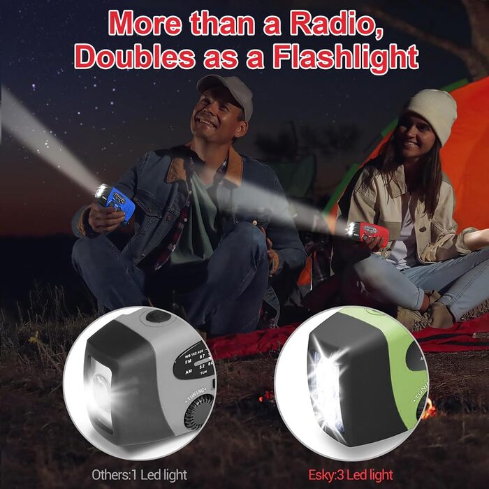 Радіо Solar Radio з ручним генератором, AM/FM, Powerbank 2000mAh, LED ліхтарик, USB зарядка - зелений