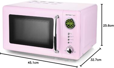 Мікрохвильова піч Emerio MW-112141.1 рожевого кольору, 700 Вт, 20 літрів, поворотний піднос, ретро дизайн