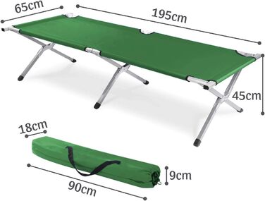 GOODS+GADGETS Folding Army Field Bed from Aluminum - Foldable Camping Bed & Guest Bed (Green)