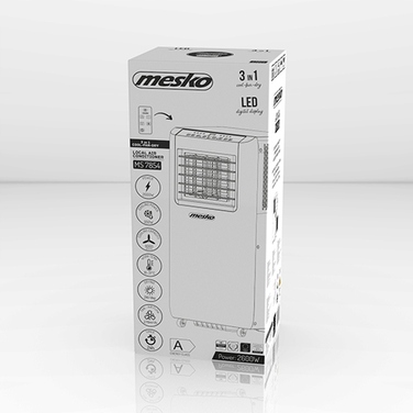 Мобільний кондиціонер-осушувач Mesko 3в1 9000BTU 2600W для приміщень до 25м² з пультом керування