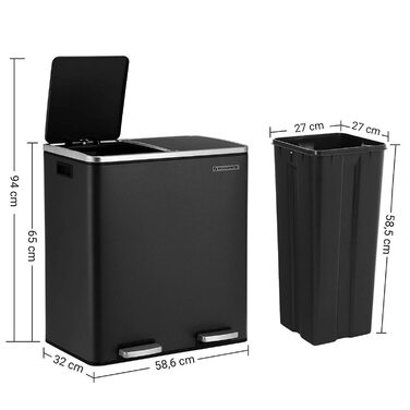 Контейнери для сортування сміття Songmics, 60 л, 2-секційні