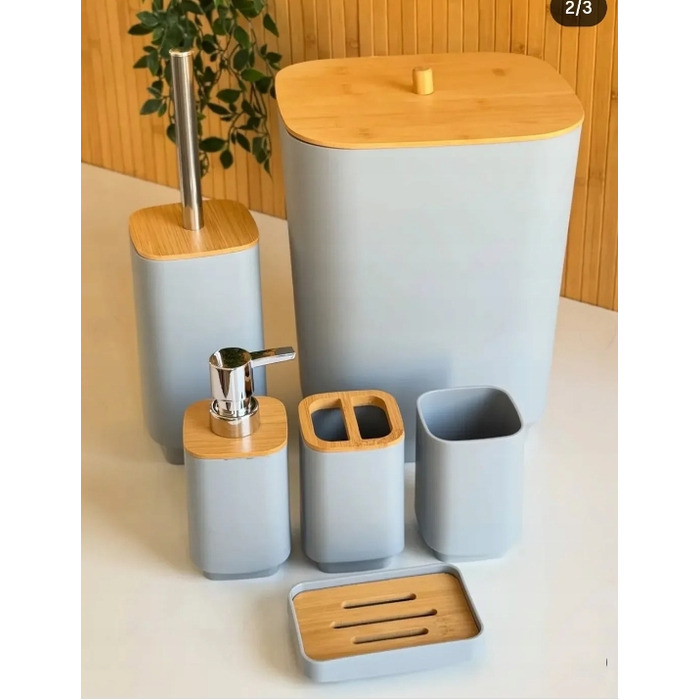 Комплект аксесуарів для ванної кімнати квадратний, 6 предметів, білий 49811