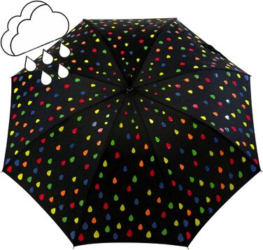 iX-brella Fiberglass Automatic Umbrella with Color-Changing Wetprint - Raindrops Color Change Umbrella
