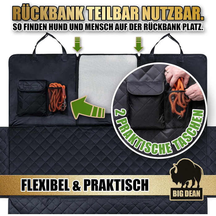 Захисна накидка на заднє сидіння автомобіля BigDean Premium - водовідштовхувальна, для собак, універсальна