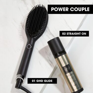 Гладка щітка ghd Glide: для шовковистого та блискучого волосся, випрямляє та дисциплінує сухе волосся, без пуху, для всіх типів волосся, без екстремальних пошкоджень, чорна