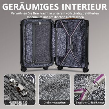 Чемодан Joyway ABS з жорсткою оболонкою, розширюваний, на 4 колесах, з TSA замком, набір 3 шт. (зелений, чорний)