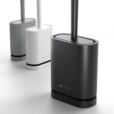 Силіконова щітка для унітазу SAVEGA з кришкою – плоска та гнучка – щітка для унітазу з кріпленням на стіну без свердління – антибактеріальна щітка для унітазу (білий) (чорний)