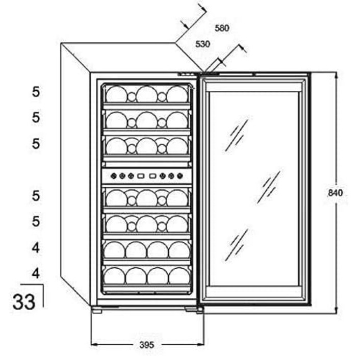 Kalamera 33-Bottle Wine Refrigerator with Dual Zone Cooling, Stainless Steel Door, 100 Liter Capacity