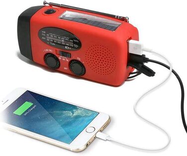 Сонячне радіо з ручним приводом, 2000 mAh, AM/FM, LED ліхтарик, для кемпінгу та відпочинку на природі