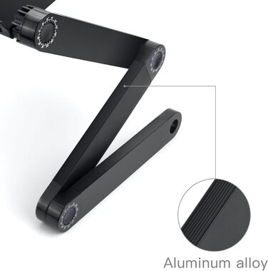 Підставка для ноутбука LifeBasis, складна, регульована, з алюмінієвого сплаву, для екранів до 17 дюймів, чорна