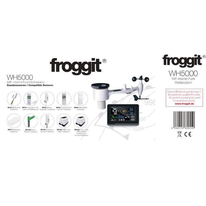 Метеостанція Froggit WH3000 SE PRO WiFi: Бездротова метеостанція з прогнозом погоди та підключенням до інтернету