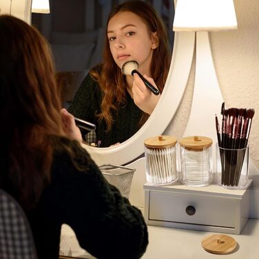 Контейнер для ватних паличок та дисків Miiepls, прозорий акриловий органайзер для косметики, 3 шт.