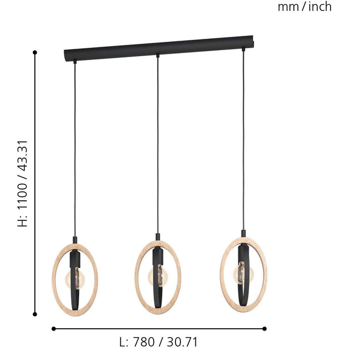 Торшер EGLO Basildon 1: дерев'яний торшер з абажуром, з вимикачем, E27, для вітальні, спальні, чорний, натуральний колір