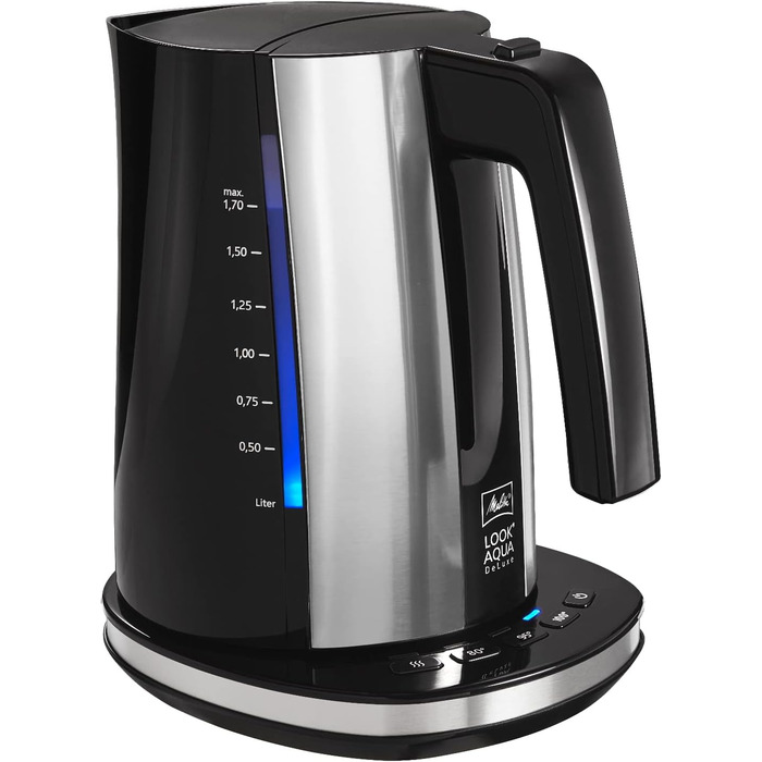 Електричний чайник MELITTA Look Aqua DeLuxe 1026-14 з регулюванням температури (80°C, 95°C, 100°C), 1.7 л, 2400 Вт, з функцією підтримання тепла, в комплекті тостер