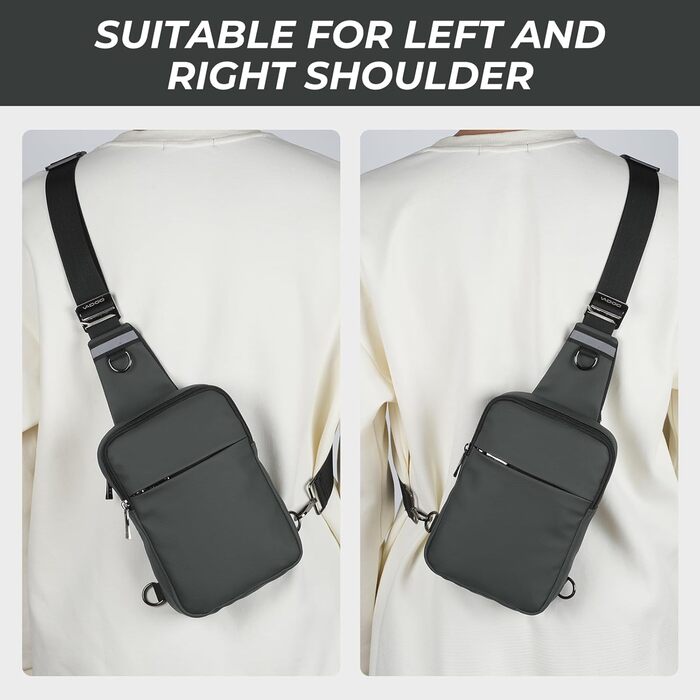 Сумка на груди Broadream: водонепроникна, RFID-захист, для туризму та спорту (сірий)