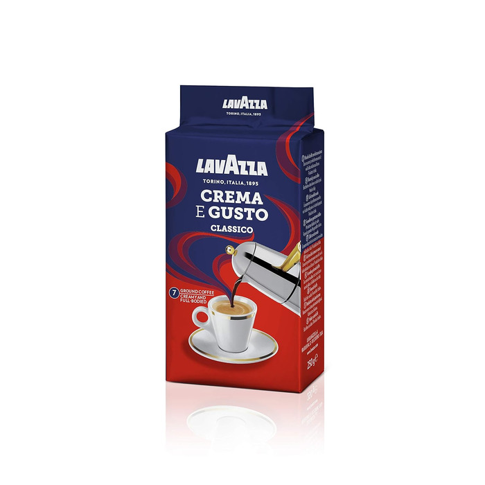 Мелена кава Lavazza Crema e Gusto Classico, для гейзерної кав'ярки та фільтр-кави, темне обсмажування, 250 г (набір 10 упаковок)