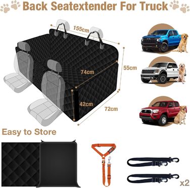 Захисний чохол на заднє сидіння авто для собак, чорний, 155x72 см (для позашляховиків/вантажів)