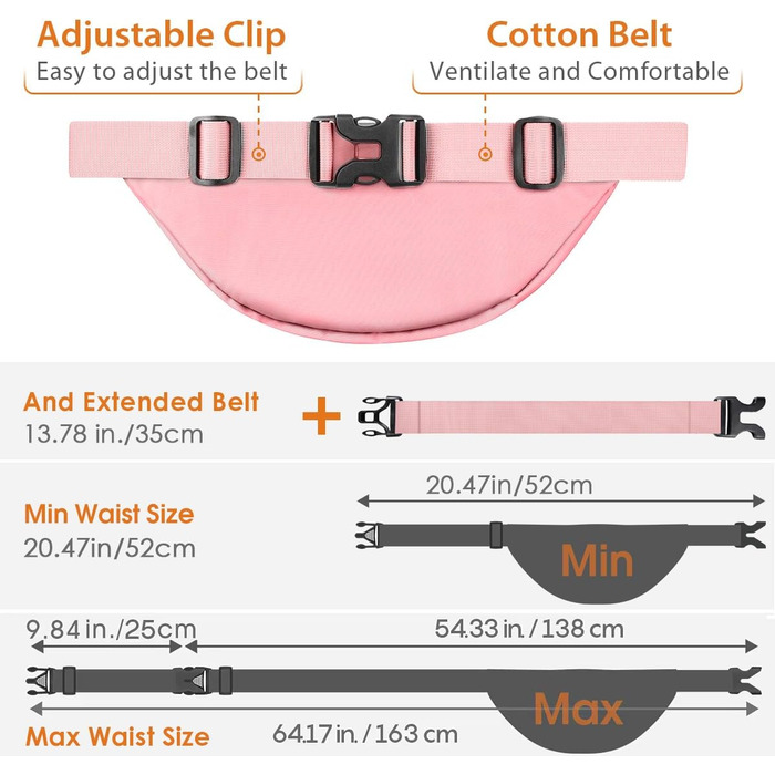 Жіноча/Чоловіча поясна сумка 4 Taschen, велика місткість, водонепроникна, для iPad mini та iPhone 12 Pro Max, для спорту (рожевий)