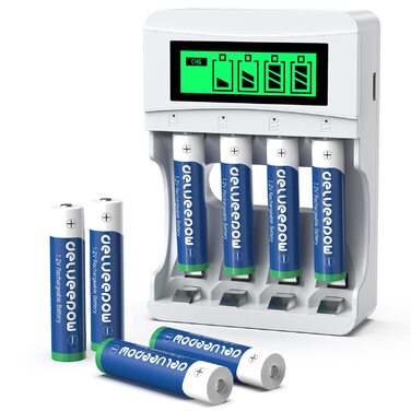 Акумуляторний зарядний пристрій + 8 AAA акумуляторів NiMH 1.2V 1100mAh, LCD дисплей