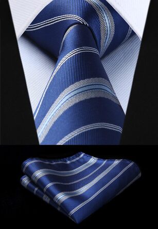 Набір краваток чоловічих HISDERN (5 шт.) з кишеньковим хустиною. Класичний елегантний аксесуар для весілля. Шовкові краватки та хустинки для чоловіків у подарунковій коробці.