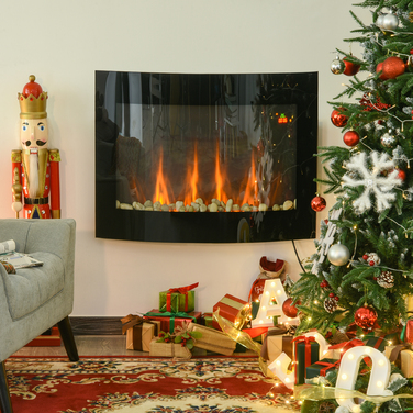 Електрокамін HOMCOM - камін-піч з електропідігрівом, 900/1800 Вт, LED-підсвічування, розмір 65 x 11,4 x 52 см, нержавіюча сталь та чорний колір. Ідеальний для створення затишної атмосфери та тепла.