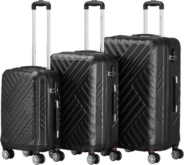 Набір валіз Zelsius 3 шт., чорний | ABS, з кодовим замком, подвійними колесами та внутрішнім роздільником | Ручна валіза, набір валіз, ролер, велика валіза, багаж