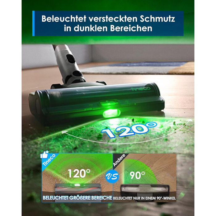 Бездротовий пилосос Tineco PURE ONE A50S Plus: потужний акумуляторний вертикальний пилосос з контейнером 1 л та турбощіткою ZeroTangle для видалення шерсті тварин. Ідеально підходить для твердих підлог.
