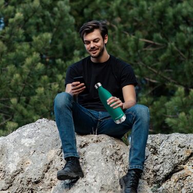 Термофляга 1000 мл, металева, з подвійними стінками, без BPA, для кемпінгу, дітей, фітнесу, спорту, подорожей, підходить для газованої води (зелена)