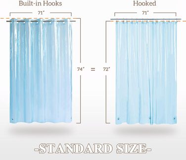 Шторка для душу Barossa Design з EVA, без петель, 180x188 см, блакитна, з магнітами