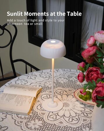 Світлодіодна настільна лампа бездротова LED для вулиці та дому, диммована, з акумулятором 5200mAh, водонепроникна IP54, чорна (D-біла)