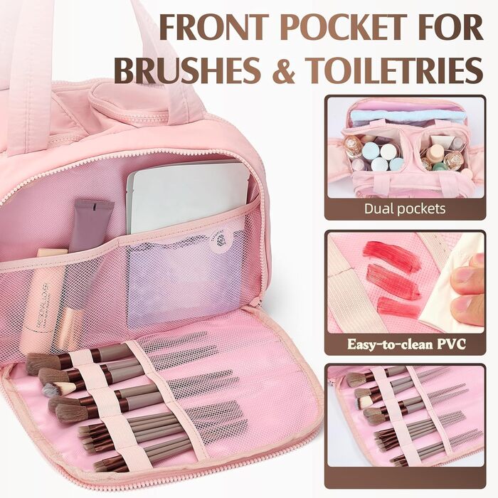 Кultурний мішечок Axcone для подорожей: великий, легкий, зручний органайзер для косметики та туалетних аксесуарів (рожевий)
