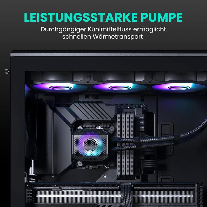 Phanteks Glacier One 360M25 Gen2: Система водяного охолодження AiO, 360 мм, 3 RGB вентилятори, тиха помпа 20 дБ, RGB-керування