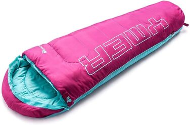 Дитячий спальний мішок Meteor Premium Kinder: літній, ультралегкий, для кемпінгу та відпочинку на природі. Кольори: темно-зелений/зелений, фуксія/м'ята.