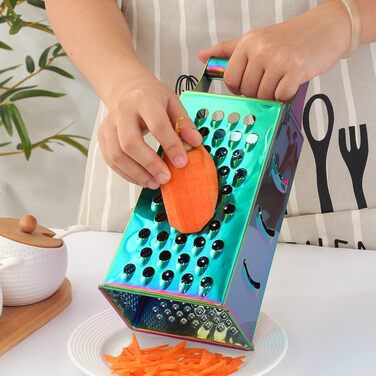 Тёрка YDware з нержавіючої сталі, квадратна, 23,7 см, для овочів, 1 шт. (Райдужна)