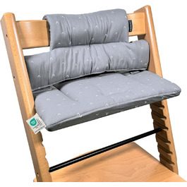 Сидіння та подушка для стільчика Stokke Tripp Trapp LaLoona, 2 частини, бавовна, сірий візерунок, OEKOTEX 100, гіпоалергенна, машинне прання