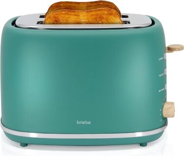 Тостер Nordic з широким слотом, 2-х місний, 6 рівнів підсмажування, функція підігріву та розморожування, зйомний піддон для крихт, північний дизайн, 870 Вт, зелений