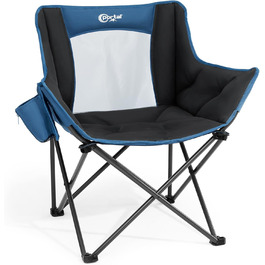 Крісло для кемпінгу складне, XXL, з підлокітниками, 150 кг, блакитне
