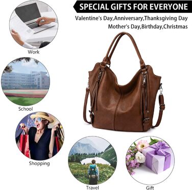 Комплект жіночих сумок Realer: велика шопер-сумка та сумка-месенджер зі шкіри, коричневий L, коричневий