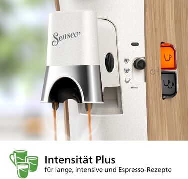 PHILIPS Senseo Select Coffee Pad Machine - Intensity Plus, Memo function for 3 coffee specialties, Crema Plus, Environmentally friendly product with 37% bio-based plastic, Silk White (CSA240/05)