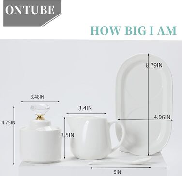 4-piece porcelain sugar and milk jugs with tray and crystal lid (gold-colored)