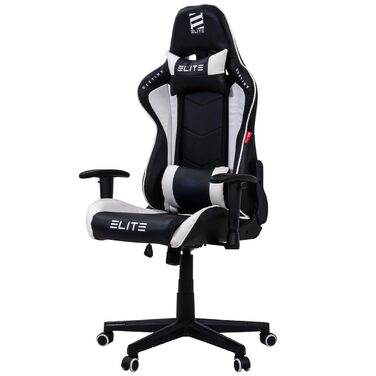 Геймерське крісло ELITE LED Destiny - Ергономічне офісне крісло для геймерів та керівників, штучна шкіра (чорно-біле)