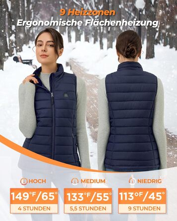 Жіночі гріючі штани Heizwete з акумулятором 16000mAh 7,4V - 9 гріючих зон, 3 режими температури, для активного відпочинку та роботи на вулиці, білі (сині, S)