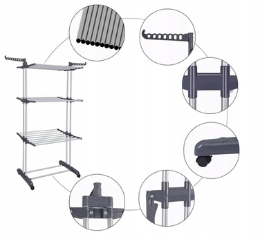 Велика вертикальна сушарка для білизни та одягу, підлогова складана, висока